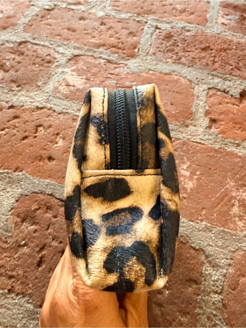London SOHO Leopard Print Makeup Bag Clutch Brown/Black - Picture 4 of 11